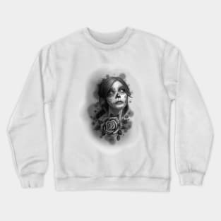 Day of the Dead Girl Black and White Pencil Sketch Crewneck Sweatshirt